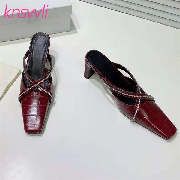 designer rhinestone cross tied women slippers chunky high heels mules woman slides crocodile pattern leather party shoes, Black
designer rhinestone cross tied women slippers chunky high heels mules woman slides crocodile pattern leather party shoes, Black