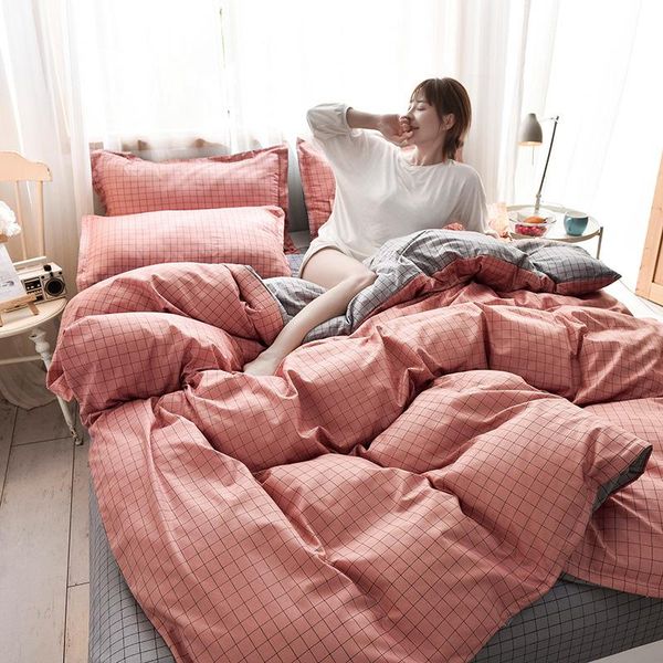 bedding sets pink small grid korean style quilt cover fashion set a/b double-sided pattern soft bed sheets and pillowcase
bedding sets pink small grid korean style quilt cover fashion set a/b double-sided pattern soft bed sheets and pillowcase