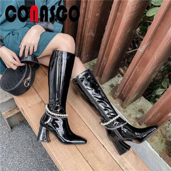boots conasco women knee-high autumn winter warm genuine leather fashion pearl chain side high heels zipper long shoes woman, Black
boots conasco women knee-high autumn winter warm genuine leather fashion pearl chain side high heels zipper long shoes woman, Black