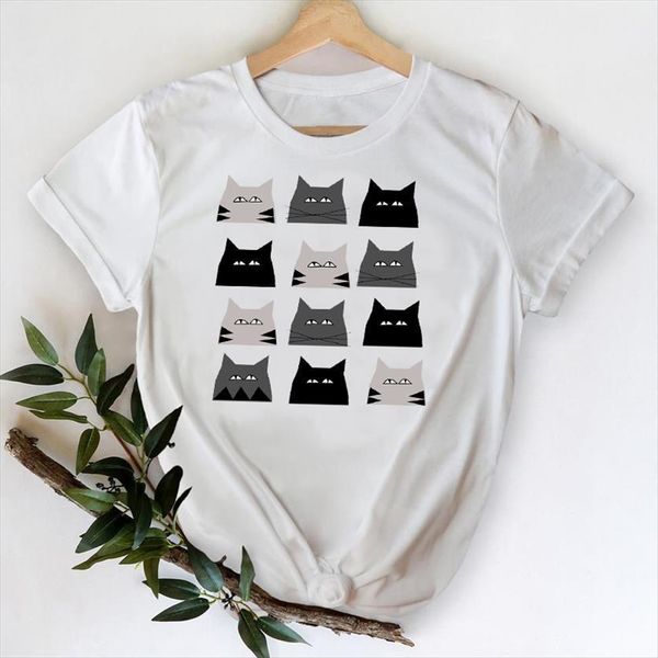cat face funny girl printing womens t shirts 90s spring summer lady print graphic female tee shirt, White
cat face funny girl printing womens t shirts 90s spring summer lady print graphic female tee shirt, White
