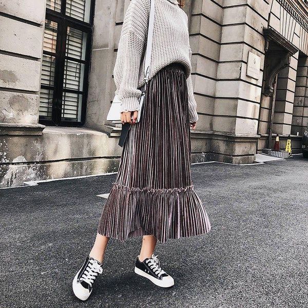 skirts zoulv women spring elastic waist loose skirt ins style female party mid- calf high golden velvet pleated, Black
skirts zoulv women spring elastic waist loose skirt ins style female party mid- calf high golden velvet pleated, Black
