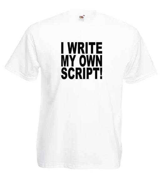 i write my own script tee mens women funny t-shirt birthday christmas gift, White;black
i write my own script tee mens women funny t-shirt birthday christmas gift, White;black