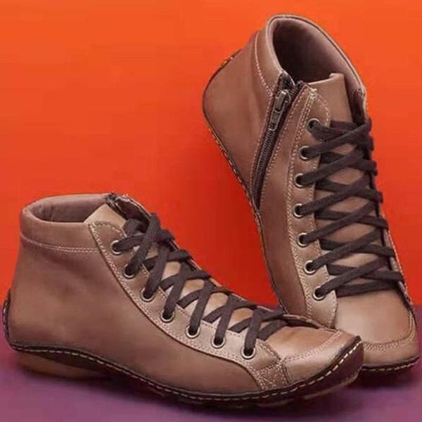 boots streetwear motorcycle biker winter fall women's casual flat leather retro lace-up side zipper round toe shoe, Black
boots streetwear motorcycle biker winter fall women's casual flat leather retro lace-up side zipper round toe shoe, Black