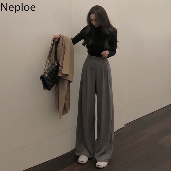 neploe spring autumn female solid wide leg pants korean women full length pant ladies high waist straight pants fashion trousers 210422, Black;white
neploe spring autumn female solid wide leg pants korean women full length pant ladies high waist straight pants fashion trousers 210422, Black;white