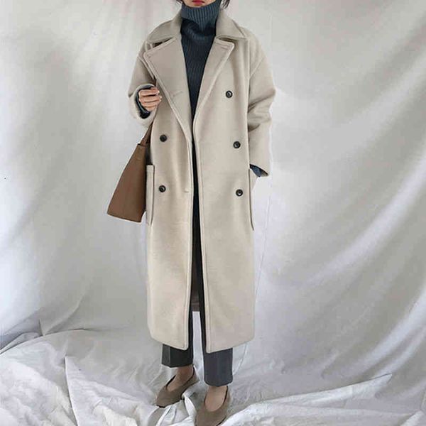 women's wool & blends autumn winter women beige long coat double breasted quilted coats en overcoat female straight parkas 9kpc, Black
women's wool & blends autumn winter women beige long coat double breasted quilted coats en overcoat female straight parkas 9kpc, Black