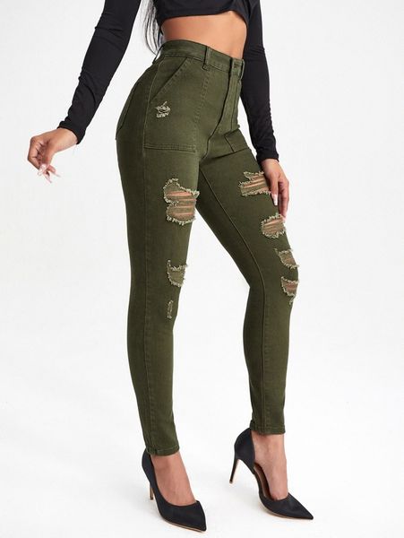 high waist ripped skinny jeans c2ca#, Blue
high waist ripped skinny jeans c2ca#, Blue