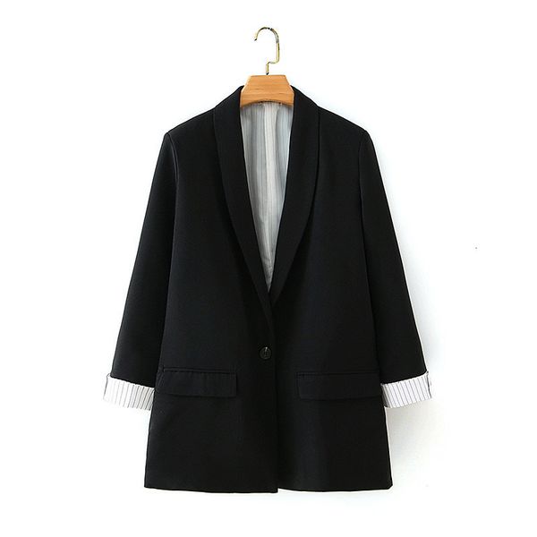 women's suits & blazers office lady fashion striped cuff patchwork long outwear women casual single button sleeve blazer chic 3dww, White;black
women's suits & blazers office lady fashion striped cuff patchwork long outwear women casual single button sleeve blazer chic 3dww, White;black