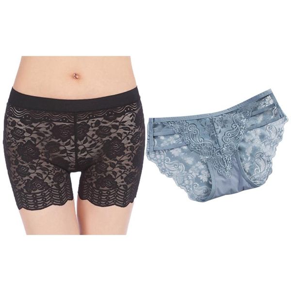 women's shorts 1 pcs transparent low-waist breathable seamless panties gray blue & lace pattern hollow waist three-point leggings, White;black
women's shorts 1 pcs transparent low-waist breathable seamless panties gray blue & lace pattern hollow waist three-point leggings, White;black
