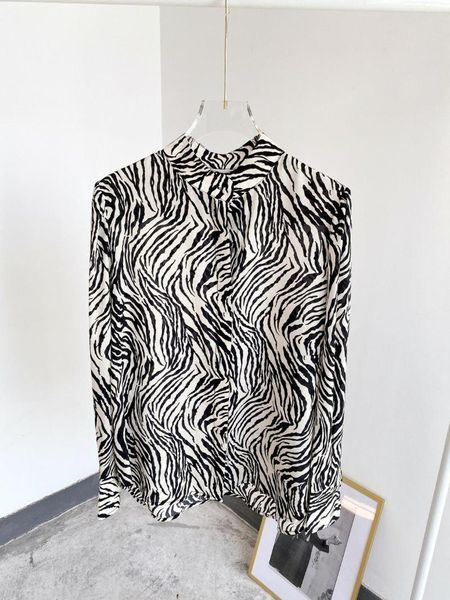 women's blouses & shirts women 100% silk zebra striped print shirt mandarin collar front buttons long sleeves buttoned cuffs bl, White
women's blouses & shirts women 100% silk zebra striped print shirt mandarin collar front buttons long sleeves buttoned cuffs bl, White