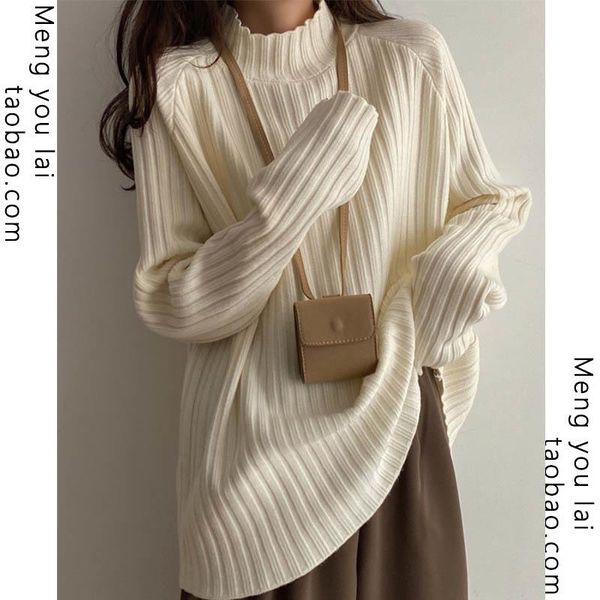 women's sweaters autumn and winter clothing idle style half turtleneck thickened sweater design sense japanese-style retro loose kio, White;black
women's sweaters autumn and winter clothing idle style half turtleneck thickened sweater design sense japanese-style retro loose kio, White;black