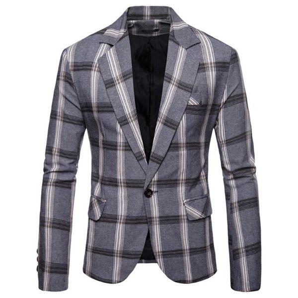 men's suits & blazers slim button suit plaid turn-down collor solid jacket coat business casual blazer men brand outwear 8.12, White;black 
men's suits & blazers slim button suit plaid turn-down collor solid jacket coat business casual blazer men brand outwear 8.12, White;black