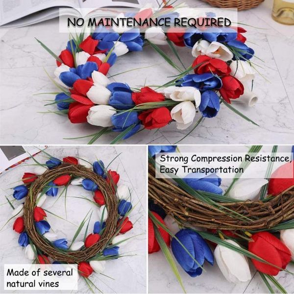 decorative flowers & wreaths simulation tulip wreath american independence day family decoration red white blue garland garden wall ornament
decorative flowers & wreaths simulation tulip wreath american independence day family decoration red white blue garland garden wall ornament
