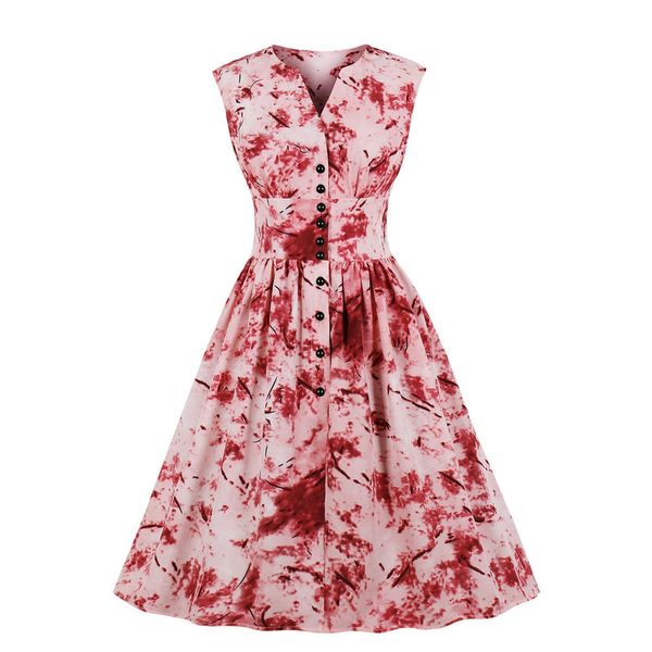 womens dresses summer split neck mid waist floral button printing casual dresses vintage polyester tea dress fashion, Black;gray 
womens dresses summer split neck mid waist floral button printing casual dresses vintage polyester tea dress fashion, Black;gray