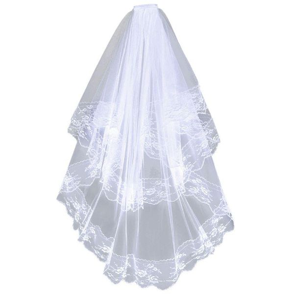 bridal veils 2 tier women girls halloween cosplay wedding veil scalloped floral lace trim double layer tulle mesh party costume with comb, Black
bridal veils 2 tier women girls halloween cosplay wedding veil scalloped floral lace trim double layer tulle mesh party costume with comb, Black