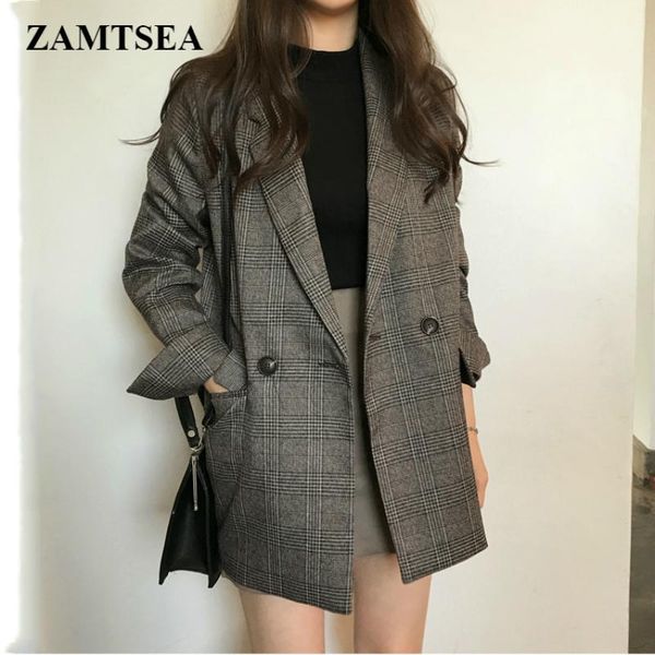 women's suits & blazers 2021 autumn winter women jacket plaid double breasted blazer pockets formal coat checkered outerwear casual cl, White;black
women's suits & blazers 2021 autumn winter women jacket plaid double breasted blazer pockets formal coat checkered outerwear casual cl, White;black