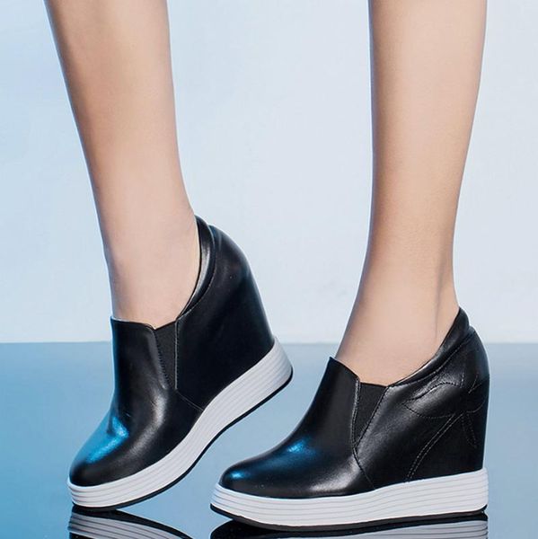 platform oxfords shoes women genuine leather wedges high heel ankle boots female slip on round toe fashion sneakers casual, Black
platform oxfords shoes women genuine leather wedges high heel ankle boots female slip on round toe fashion sneakers casual, Black
