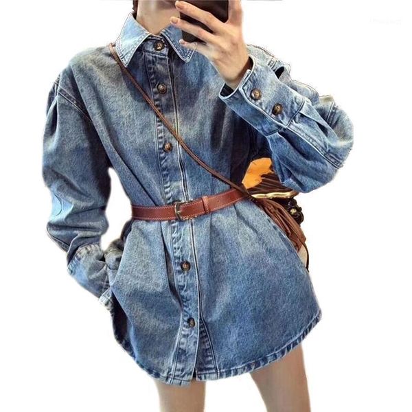 women's jackets autumn winter belt thick denim jacket shirt women long sleeved harajuku bf loose warm coat bottoming, Black;brown
women's jackets autumn winter belt thick denim jacket shirt women long sleeved harajuku bf loose warm coat bottoming, Black;brown