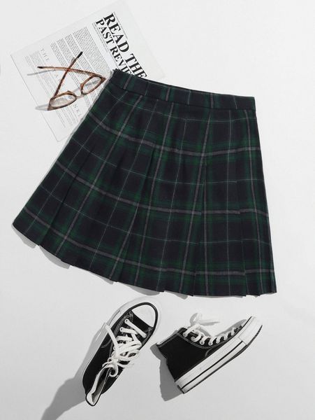 tartan pleated skirt c7de#, Black
tartan pleated skirt c7de#, Black