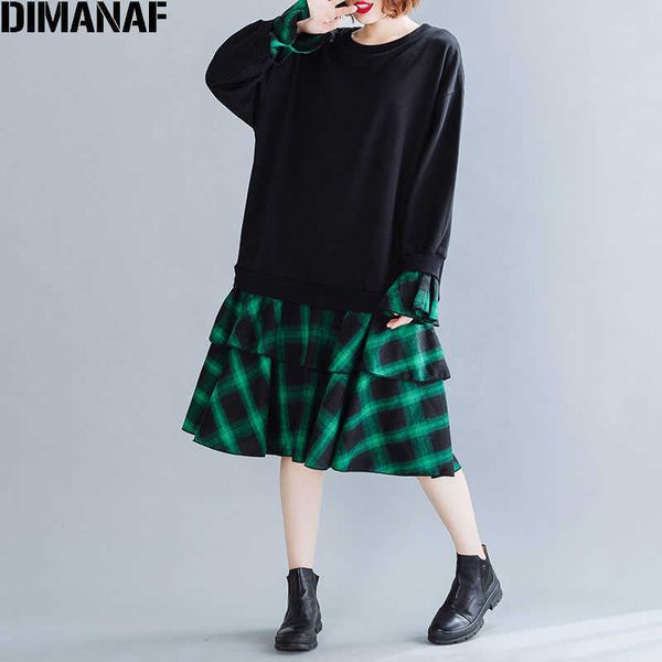 autumn plus size women dress spliced ruffles plaid print fashion lady vestidos loose casual cotton long sleeve 210531, Black;gray
autumn plus size women dress spliced ruffles plaid print fashion lady vestidos loose casual cotton long sleeve 210531, Black;gray
