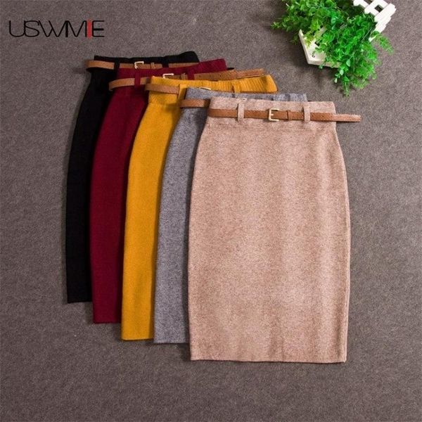 uswmie autumn winter casual women high waist knee-length knitted pencil skirt elegant slim long skirts skirts split 210319, Black
uswmie autumn winter casual women high waist knee-length knitted pencil skirt elegant slim long skirts skirts split 210319, Black