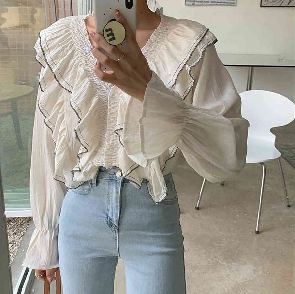 comelcute apricot color-hit loose femme casual vintage elegance sweet ruffles spring girls shirts clothe 210515, White
comelcute apricot color-hit loose femme casual vintage elegance sweet ruffles spring girls shirts clothe 210515, White
