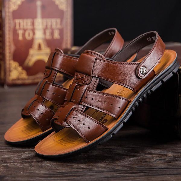sandals comfortable pu leather men's summer soft men beach slippers black brown size 38-47
sandals comfortable pu leather men's summer soft men beach slippers black brown size 38-47