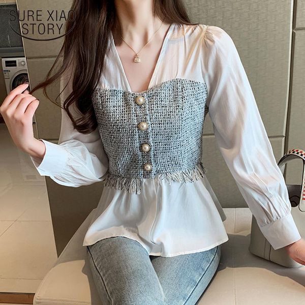women's blouses & shirts office lady korean style v-neck cardigan women spliced chiffon blouse long sleeve shirt fashion feminina 8110, White
women's blouses & shirts office lady korean style v-neck cardigan women spliced chiffon blouse long sleeve shirt fashion feminina 8110, White