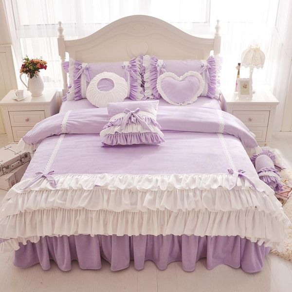 bedding sets korean princess purple yellow pink fleece fabric set white ruffle bow duvet cover flannel velvet skirt bed pillowcases
bedding sets korean princess purple yellow pink fleece fabric set white ruffle bow duvet cover flannel velvet skirt bed pillowcases