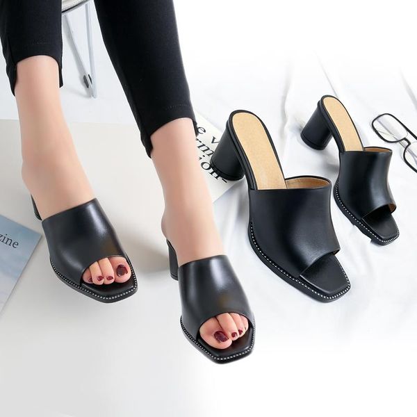 european summer genuine leather women slippers fashion high heels leisure party shoes 100% cowhide sandals, Black
european summer genuine leather women slippers fashion high heels leisure party shoes 100% cowhide sandals, Black