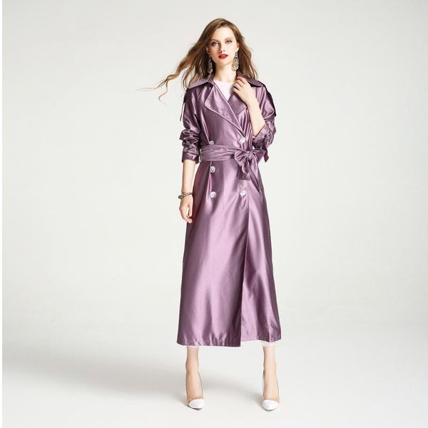 women's trench coats 2021 fashion autumn women british lapel satin purple double breasted extra long coat loose lady gold windbreaker j, Tan;black
women's trench coats 2021 fashion autumn women british lapel satin purple double breasted extra long coat loose lady gold windbreaker j, Tan;black