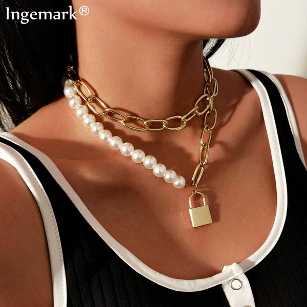 vintage baroque irregular pearl lock chains necklace 2021 geometric multi layer padlock goth aesthetic women jewelry accessories pendant nec, Silver
vintage baroque irregular pearl lock chains necklace 2021 geometric multi layer padlock goth aesthetic women jewelry accessories pendant nec, Silver