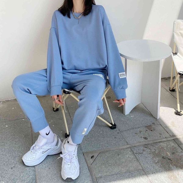 v solid color label women's long sve pullover casual loose elastic waist corset suit korean fashion, Gray
v solid color label women's long sve pullover casual loose elastic waist corset suit korean fashion, Gray