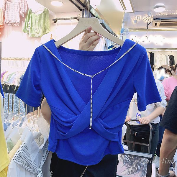 t shirt rhinestone chain t-shirt women's sleeve crop cross v-neck slim fit short bottoming shirt ropa mujer, White
t shirt rhinestone chain t-shirt women's sleeve crop cross v-neck slim fit short bottoming shirt ropa mujer, White