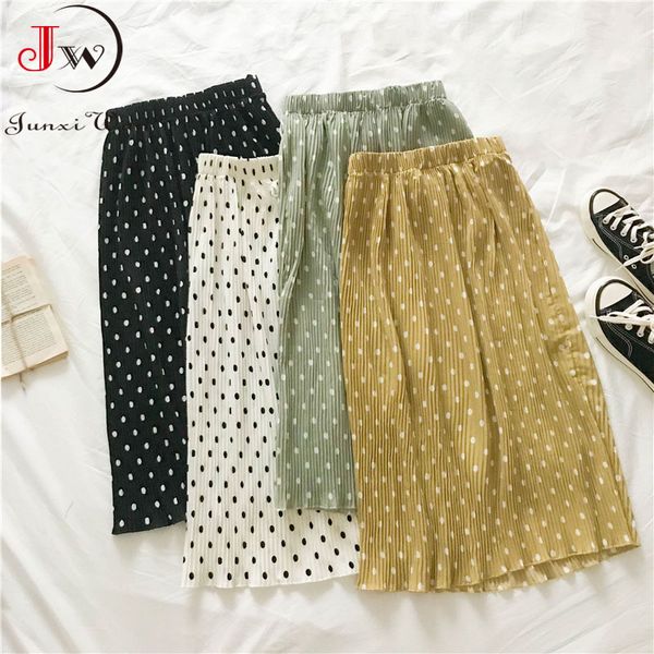 women yellow polka dot pleated skirt summer elastic waist elegant office ladies mid female saia faldas bottom 210510, Black
women yellow polka dot pleated skirt summer elastic waist elegant office ladies mid female saia faldas bottom 210510, Black