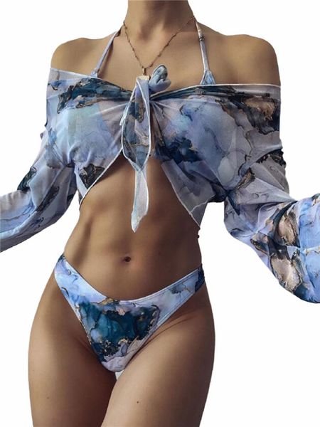 pieces bathing suit set, female floral print long sleeve smock+ strappy bikini + panties for summer, s/m/l one-piece suits
pieces bathing suit set, female floral print long sleeve smock+ strappy bikini + panties for summer, s/m/l one-piece suits