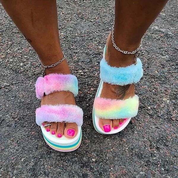fashion winter fluffy fur slippers shoes women faux flop flat furry slides outdoor sandals amazing, Black
fashion winter fluffy fur slippers shoes women faux flop flat furry slides outdoor sandals amazing, Black