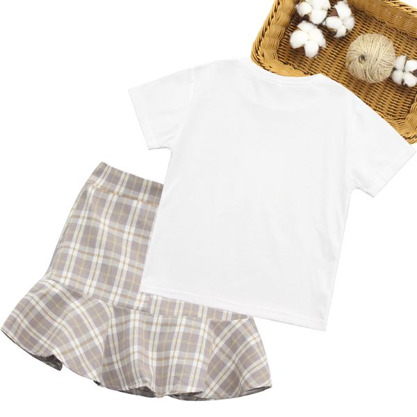 girls summer clothes tshirt + plaid skirt tracksuits for girls letter costume for girl floral pattern kids clothing, White
girls summer clothes tshirt + plaid skirt tracksuits for girls letter costume for girl floral pattern kids clothing, White