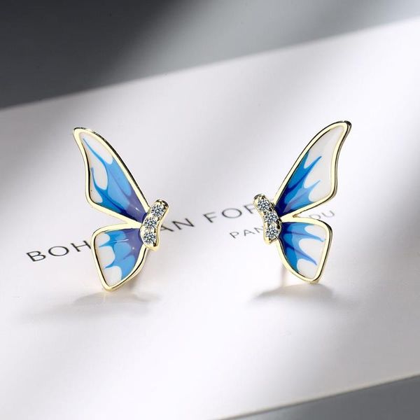 stud korean blue butterfly enamel color zircon 925 sterling silver earrings for women girls animal cute jewelry gift, Golden;silver
stud korean blue butterfly enamel color zircon 925 sterling silver earrings for women girls animal cute jewelry gift, Golden;silver