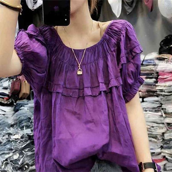summer women shirts plus size loose casual short sleeve ladies solid cotton ruffles blouses female cute shirt d48 210512, White
summer women shirts plus size loose casual short sleeve ladies solid cotton ruffles blouses female cute shirt d48 210512, White