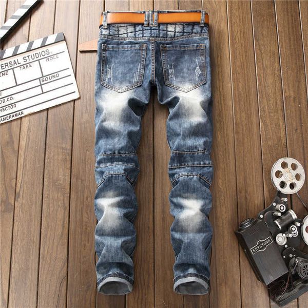 men's jeans jeans autumn men plaid patchwork slim straight biker hip hop locomotive streetwear casual cotton denim trousers clt7, Blue
men's jeans jeans autumn men plaid patchwork slim straight biker hip hop locomotive streetwear casual cotton denim trousers clt7, Blue