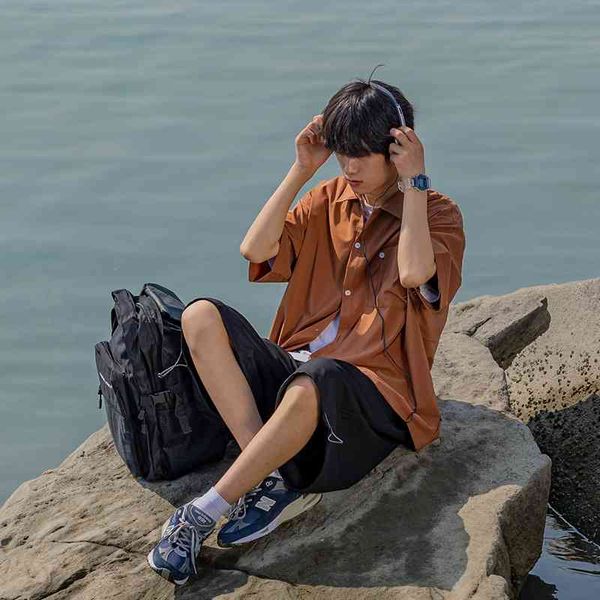 nanhe summer new simple leisure solid color loose couple trend versatile youth shirt, White;black
nanhe summer new simple leisure solid color loose couple trend versatile youth shirt, White;black