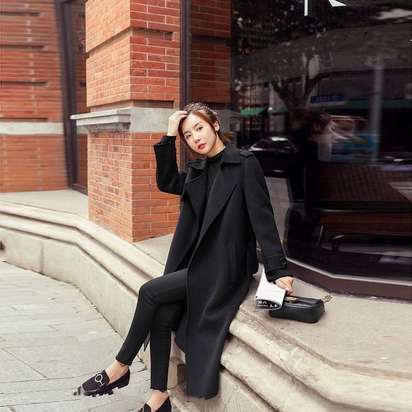 new women 2021 spring autumn cashmere coat female high street turn-down collar outwear with belt ladies elegant wool overcoats a8102rcm, Black
new women 2021 spring autumn cashmere coat female high street turn-down collar outwear with belt ladies elegant wool overcoats a8102rcm, Black