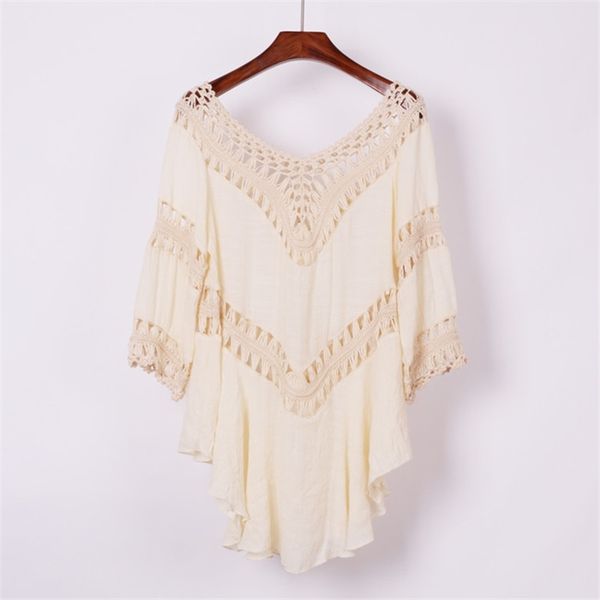white blouse blusas for women hollow out cotton crochet beach blouses boho shirts swimsuit cover up 210603
white blouse blusas for women hollow out cotton crochet beach blouses boho shirts swimsuit cover up 210603