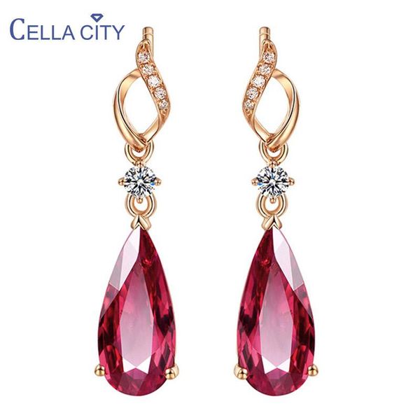 cellacity water drop shaped ruby earrings for women trendy silver 925 jewelry rose gold color ear drops female party accessory dangle & chan
cellacity water drop shaped ruby earrings for women trendy silver 925 jewelry rose gold color ear drops female party accessory dangle & chan