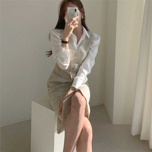 two piece dress women outfits ruffles shirts long sleeve blouse single breasted slim sleeveless vest set zldn, White
two piece dress women outfits ruffles shirts long sleeve blouse single breasted slim sleeveless vest set zldn, White