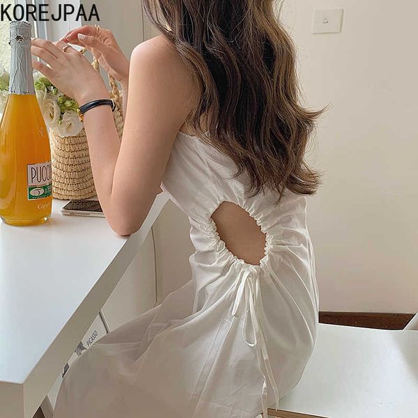 korejpaa women dress summer french temperament round neck hollow drawstring straps exposed slim sleeveless vest vestidos 210526, Black;gray
korejpaa women dress summer french temperament round neck hollow drawstring straps exposed slim sleeveless vest vestidos 210526, Black;gray