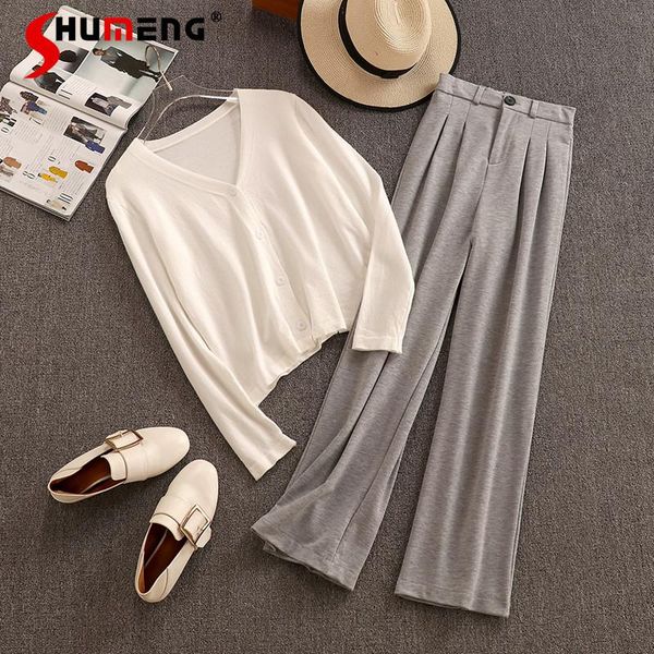 women's two piece pants single breasted white women knitted 2021 spring long sleeve cardigan gray wide leg femaletwo-pieces
women's two piece pants single breasted white women knitted 2021 spring long sleeve cardigan gray wide leg femaletwo-pieces
