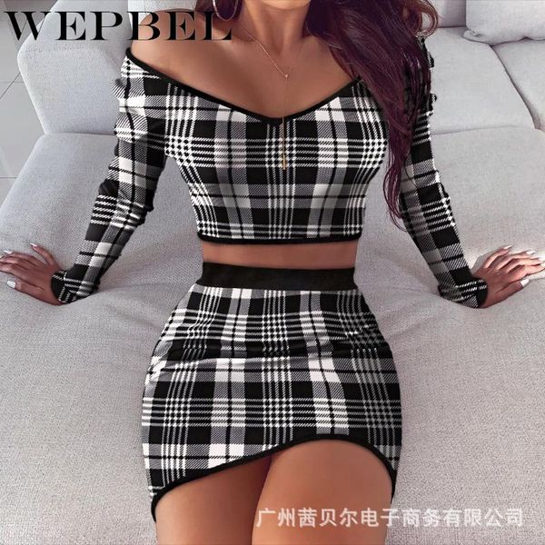 women summer clothing set 2021 fashion long sleeve plaid v neck crop mini skirt female elegant dress two piece, White
women summer clothing set 2021 fashion long sleeve plaid v neck crop mini skirt female elegant dress two piece, White