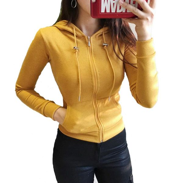 women's hoodies & sweatshirts tracksuits 2021 spring hooded zipper tight elastic force slim short jacket fashion knitted women coat out, Black
women's hoodies & sweatshirts tracksuits 2021 spring hooded zipper tight elastic force slim short jacket fashion knitted women coat out, Black
