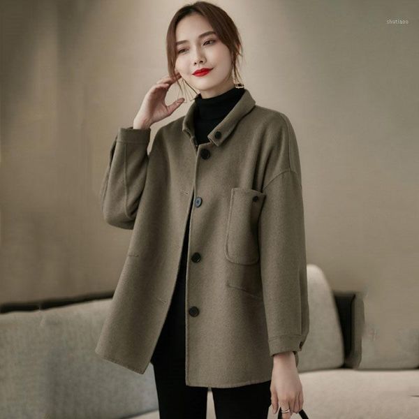 women's wool & blends winter coat women jacket short single breasted black coats outerwear fashion female overcoat e112
women's wool & blends winter coat women jacket short single breasted black coats outerwear fashion female overcoat e112